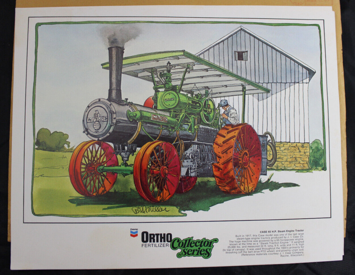 4 VINTAGE 1981 ORTHO FERTILIZER COLLECTOR SERIES TRACTOR PRINTS, SUNMAN, INDIANA