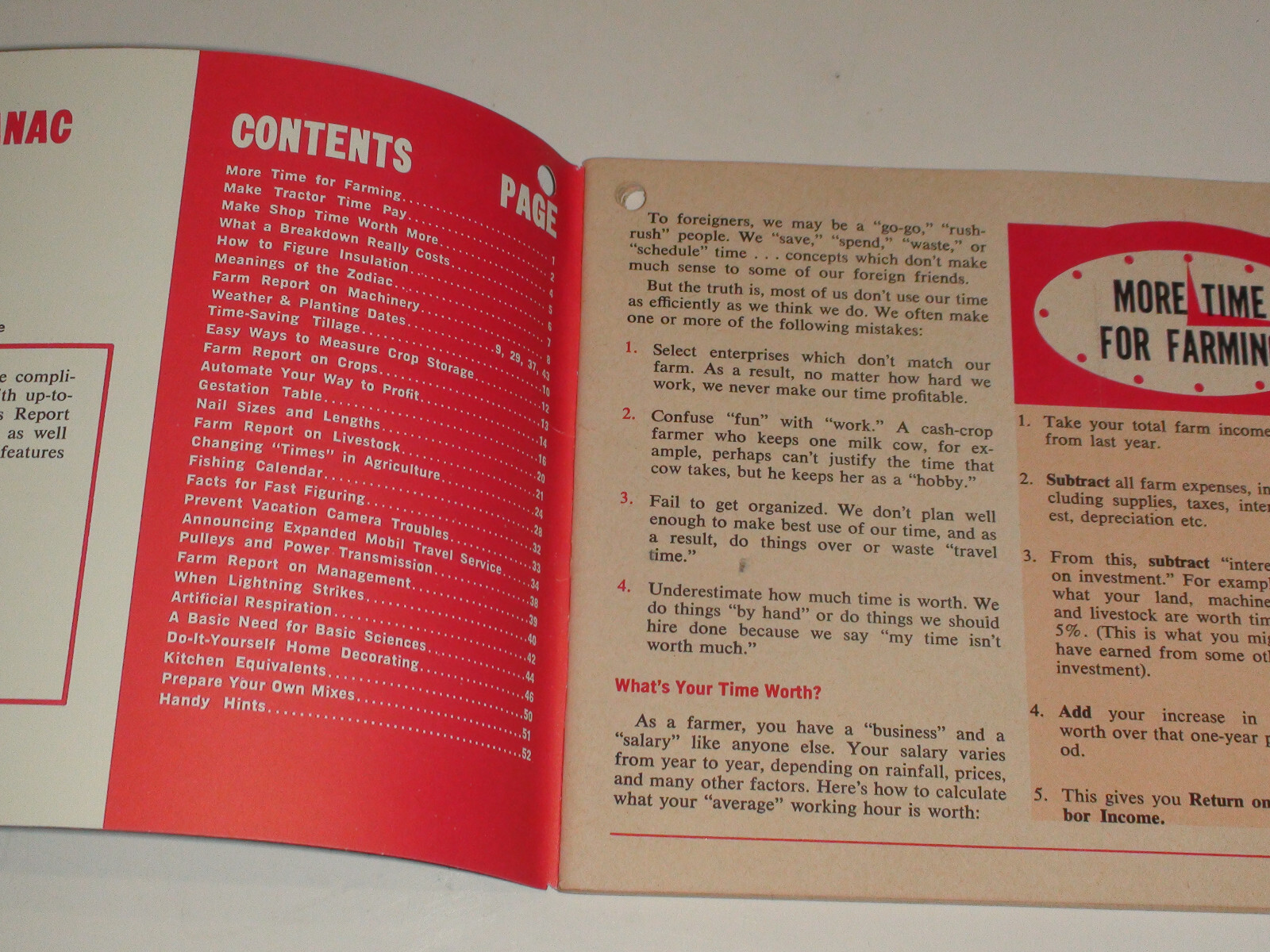 VTG 1966 Mobil Farm Report & Almanac Calendar, Lunar, Weather & Handy Hints 54pg