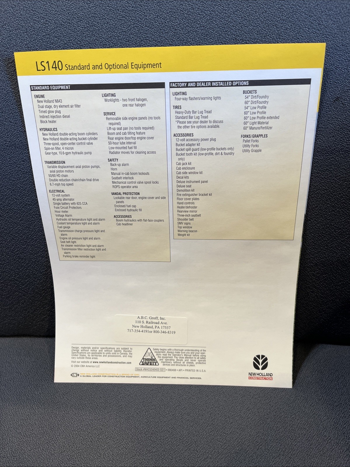 New Holland LS140 Skid Steer Sales Brochure