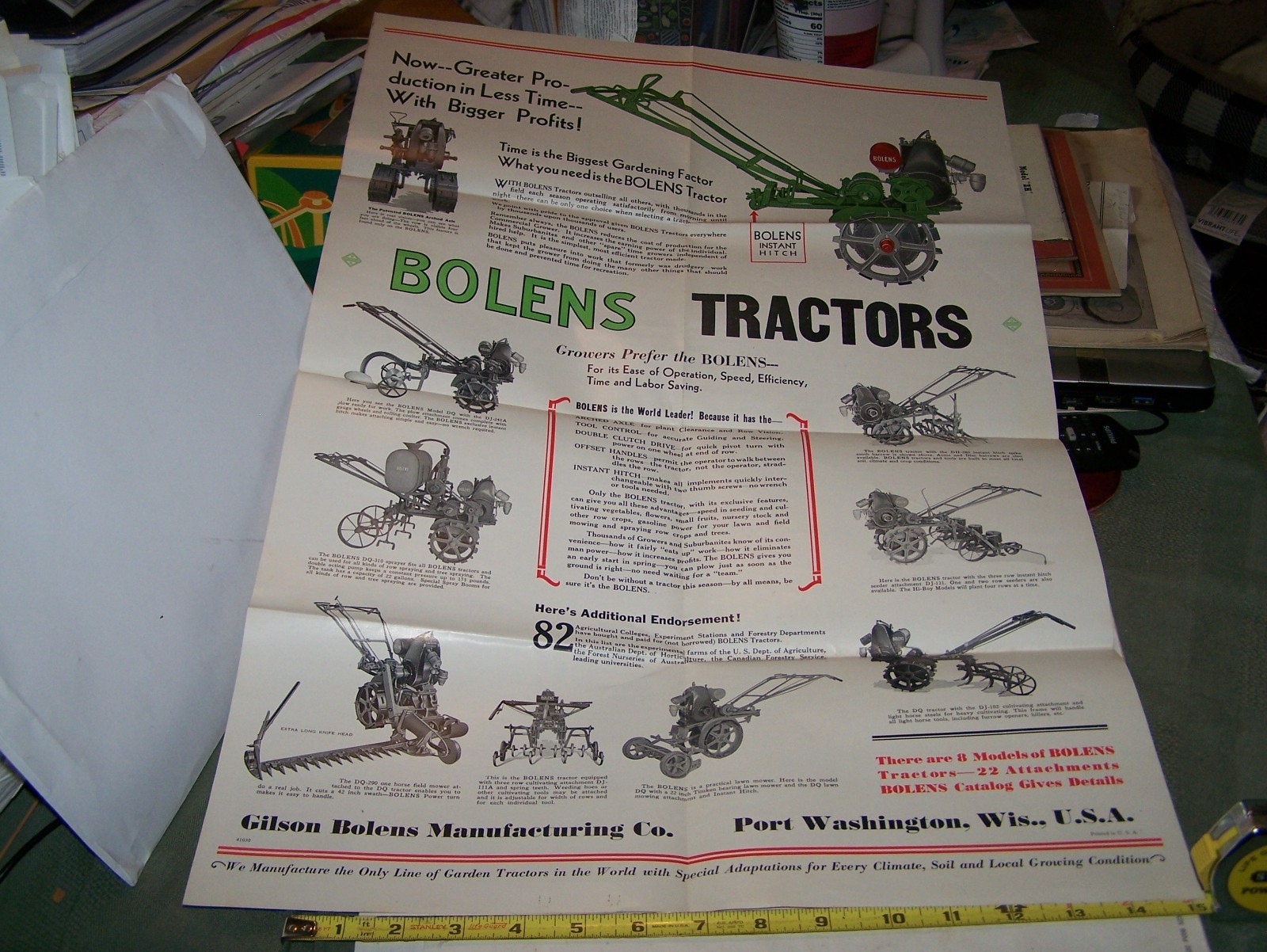 BOLENS Walk Behind Garden Tractor Briggs Stratton Engine Sales Poster Hit Miss