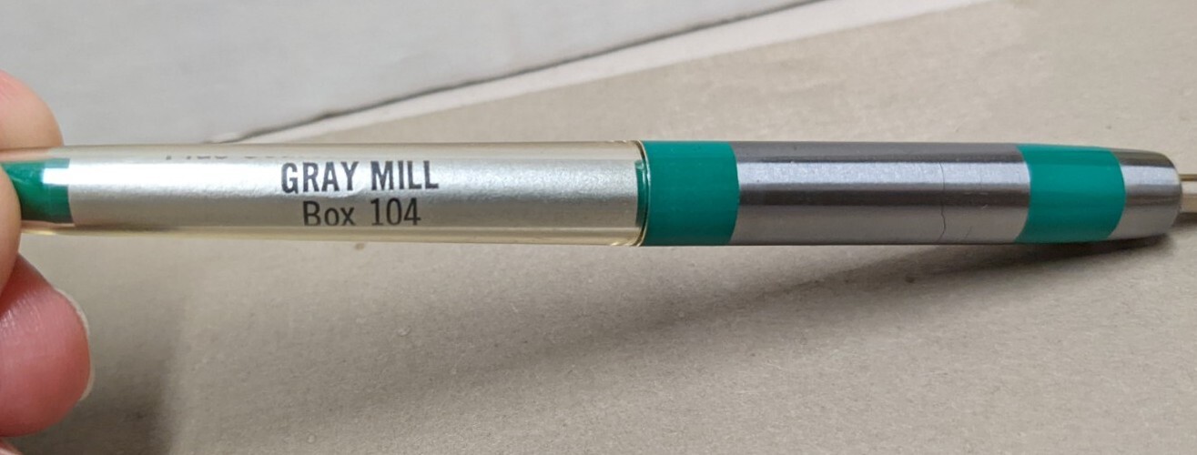 Vintage Gray Mill, Gray, Iowa Advertising Ink Pen The Best + Courteous Service