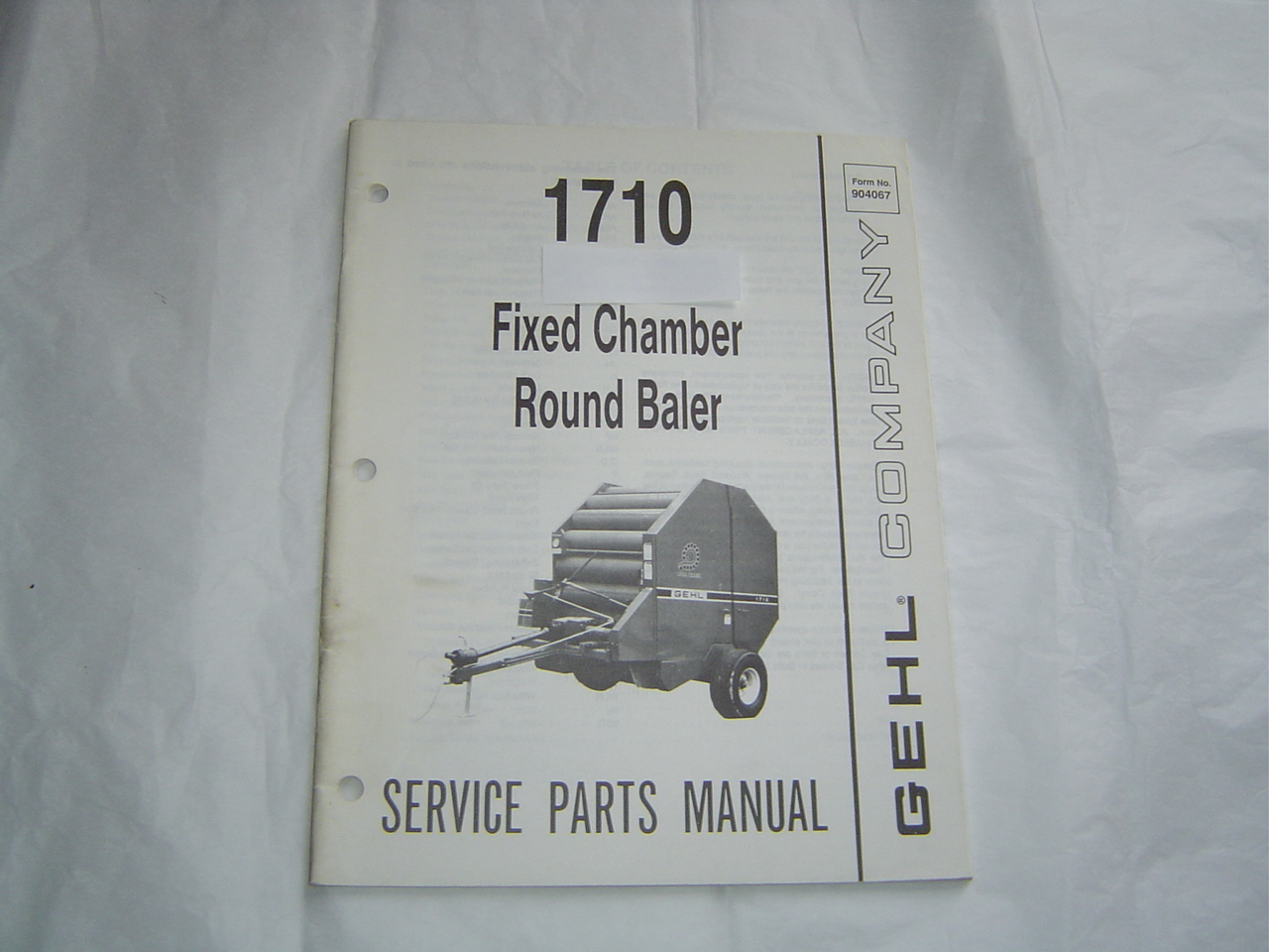 Gehl 1710 fixed chamber round baler service parts manual parts catalog book