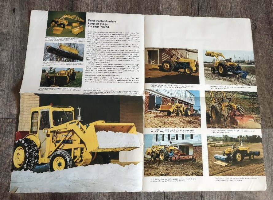 Vintage FORD TRACTOR-LOADER One Page Fold-Out Two-Sided BROCHURE Flyer Leaflet