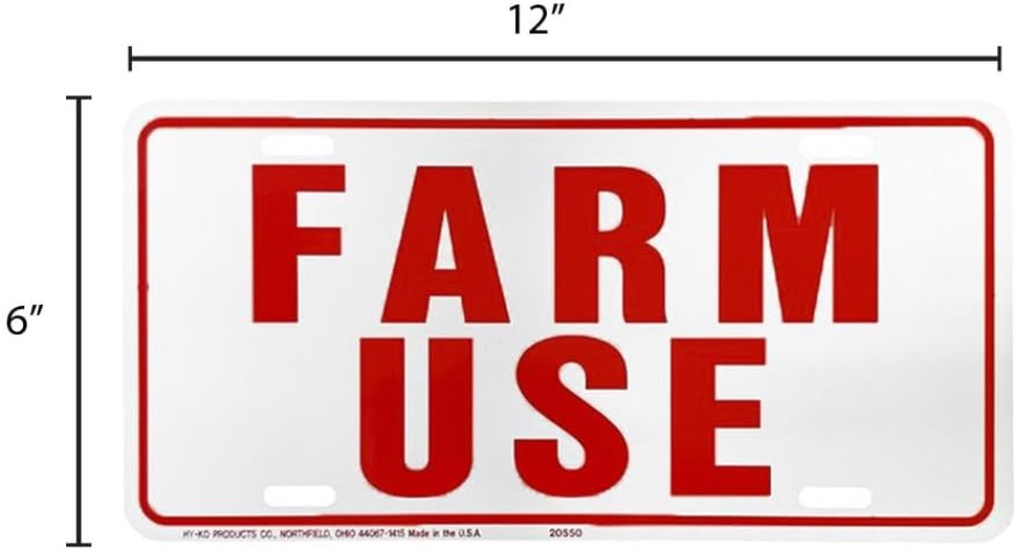 FARM USE ID TAG WHITE/RED 12X18 ALUMINUM WEATHER-RESISTANT