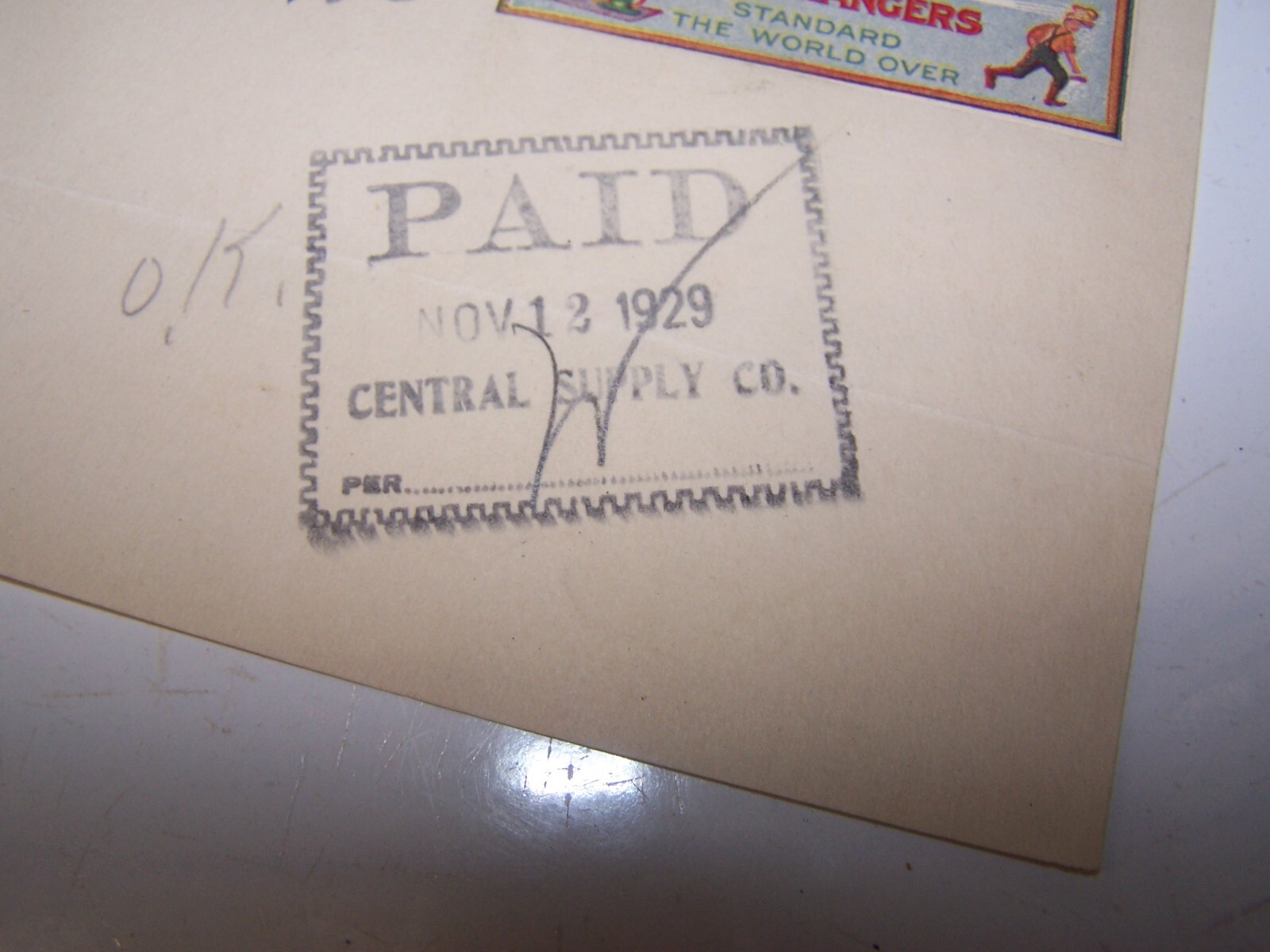 1929 MYERS PUMPS Receipt