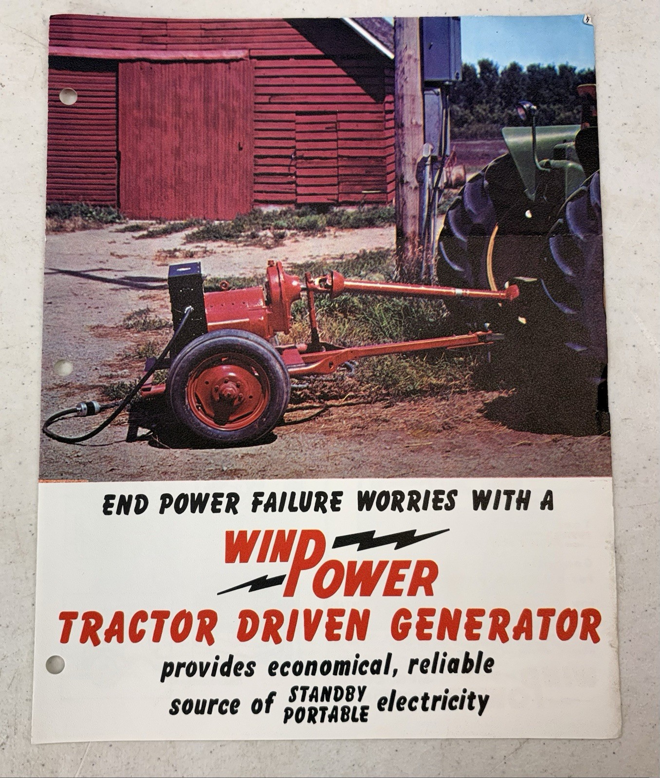 Vintage 1960&rsquo;s WinPower Tractor Driven Generator Manual & Brochure, Newton Iowa