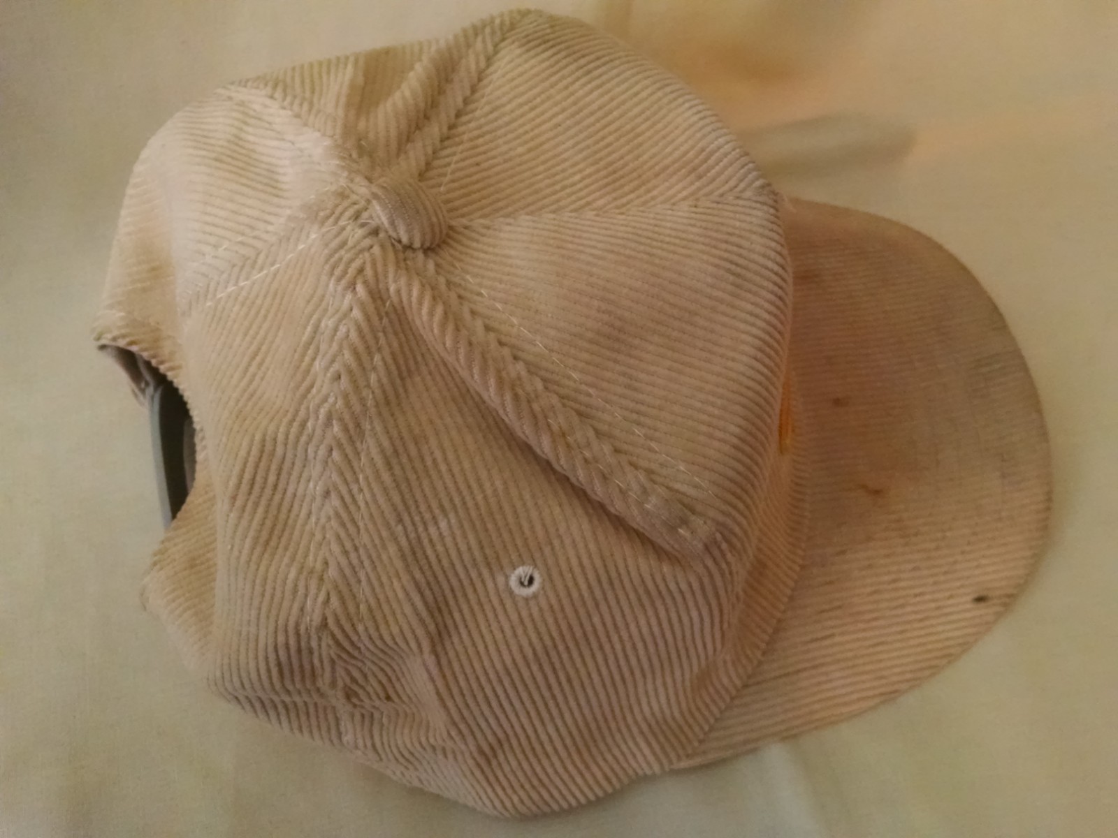 WAMPLER LONGACRE HAT BASEBALL BALL CAP TAN CORDUROY PATCH ADJ SNAPBK YUPOONG.