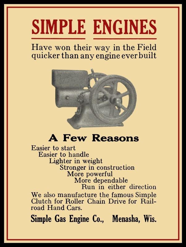 1917 Simple Gas Engine Co. of Menasha Wisconsin NEW METAL SIGN: 9×12&Prime; Ships Free