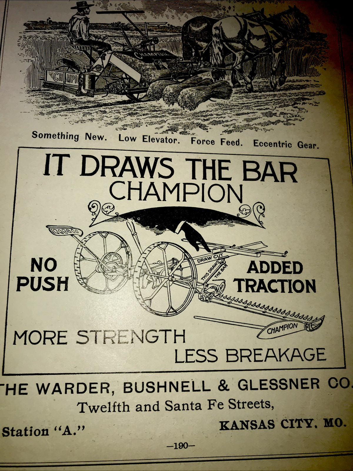 1898 Champion Harvesting Machines Farm Advertising – Kansas City – Missouri