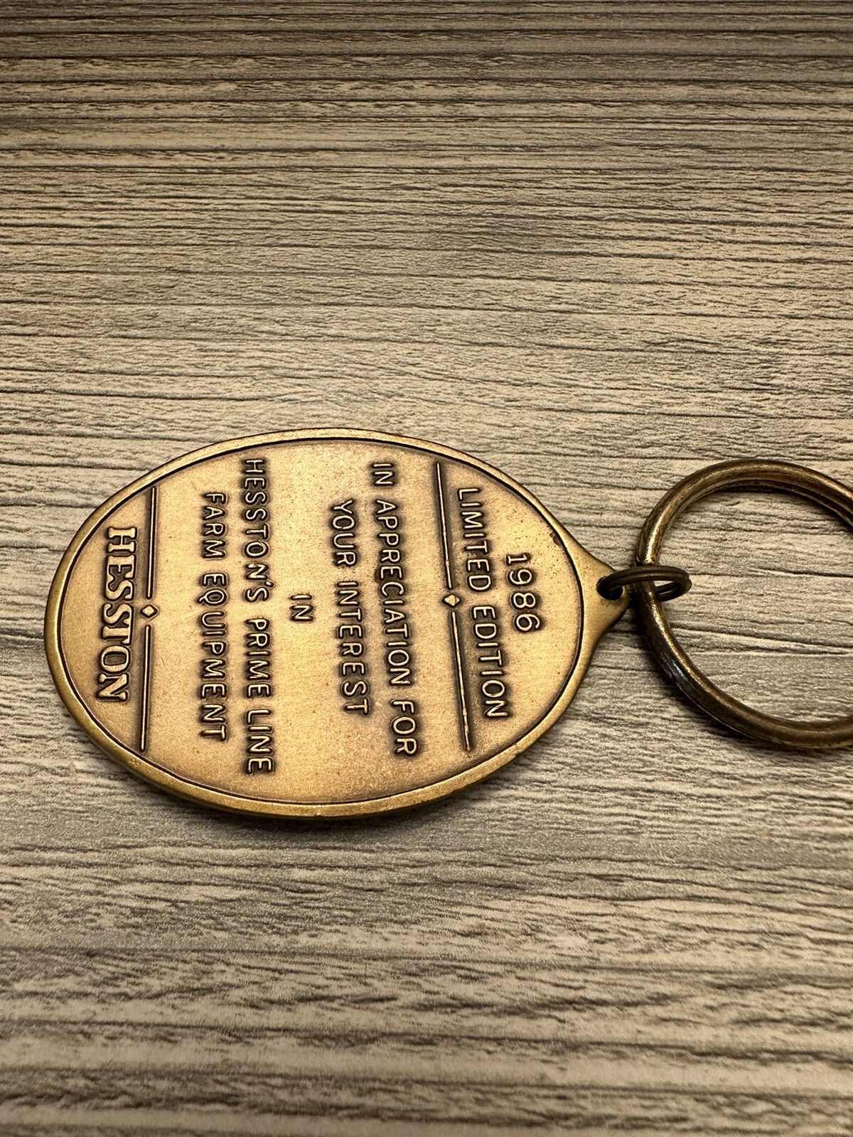 Vintage 1986 Hesston Prime Line Limited Edition Metal Key Chain