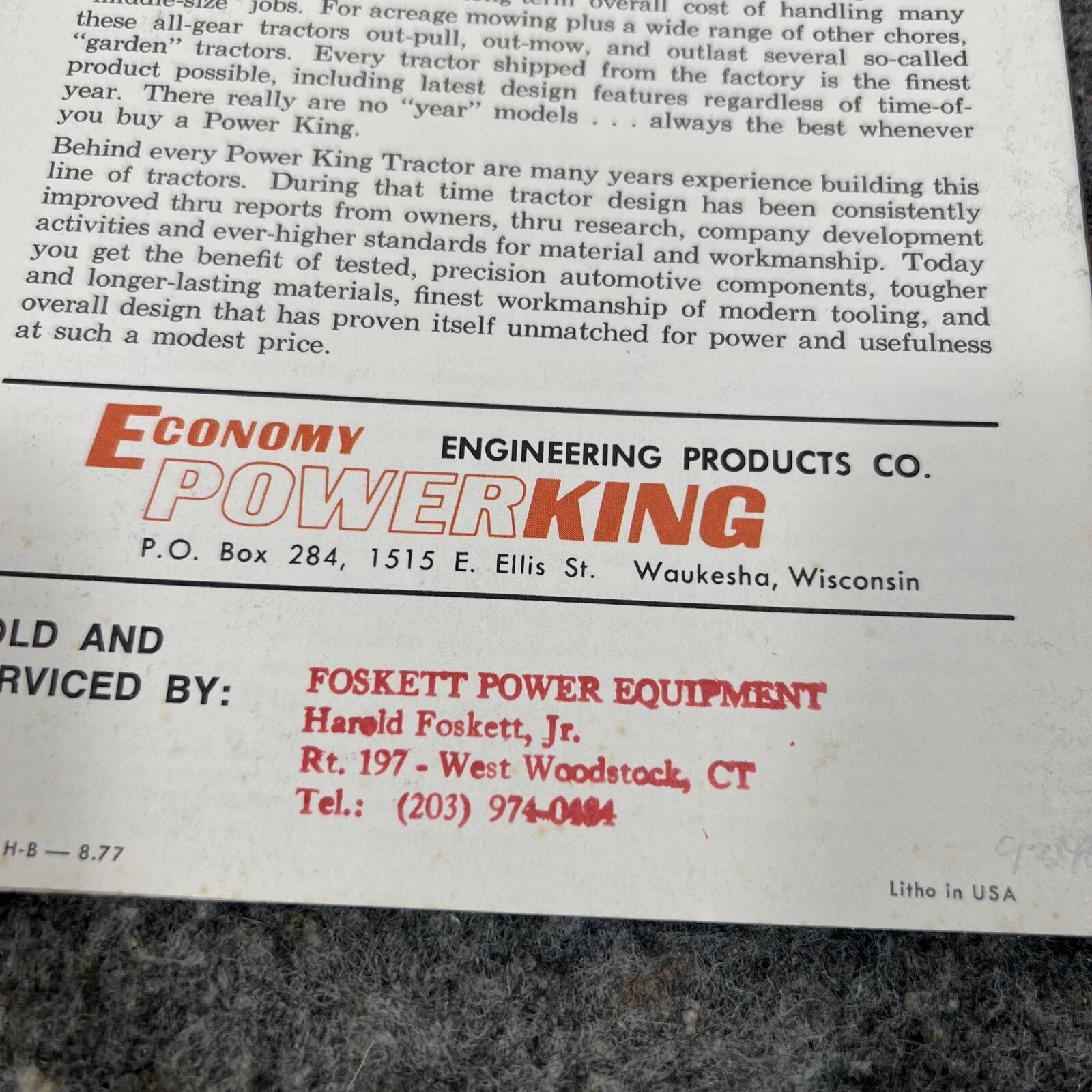 1979 Economy Power King Tractor Sales Brochure