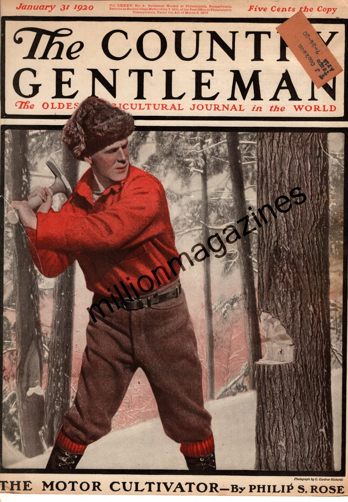 1910 Country Gentleman January 31 Original Cover only – The Wood Cutter