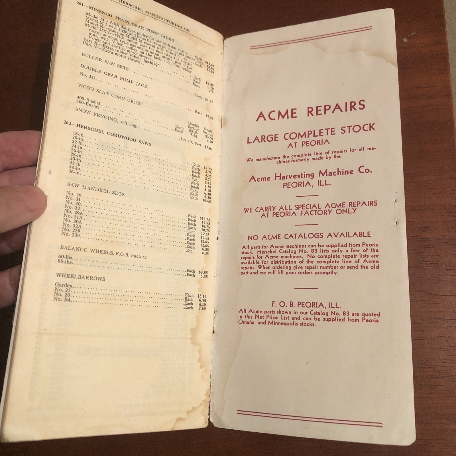 1937 HERSCHEL MANUFACTURING Price List ~ Catalog 83 ~ East Peoria, IL ~ VINTAGE