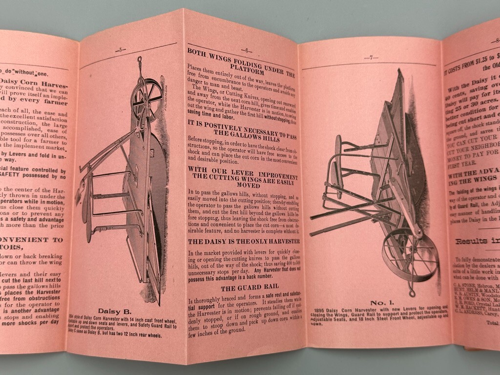 1890s DAISY CORN HARVESTER Farm Machinery Advertising BUTT IMPLEMENT 10-Panel