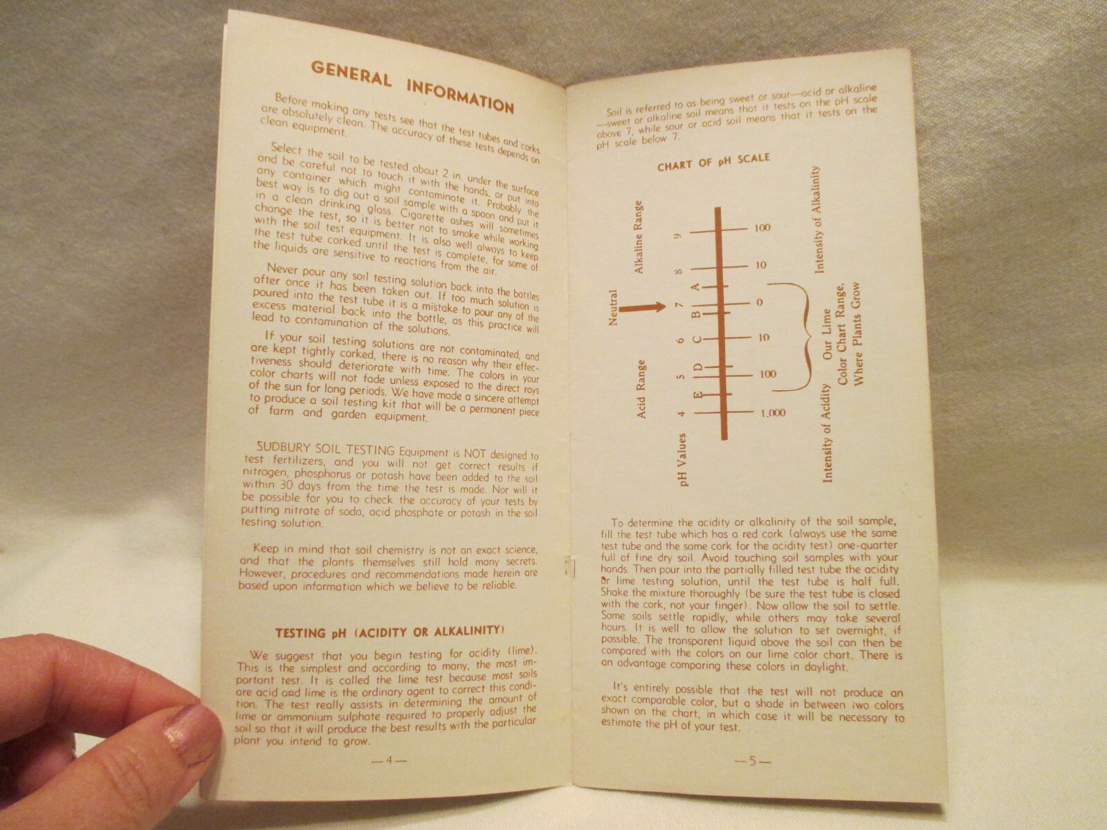 Instructions for Soil Testing-Sudbury Garden Soil Test Kit Vintage Booklet