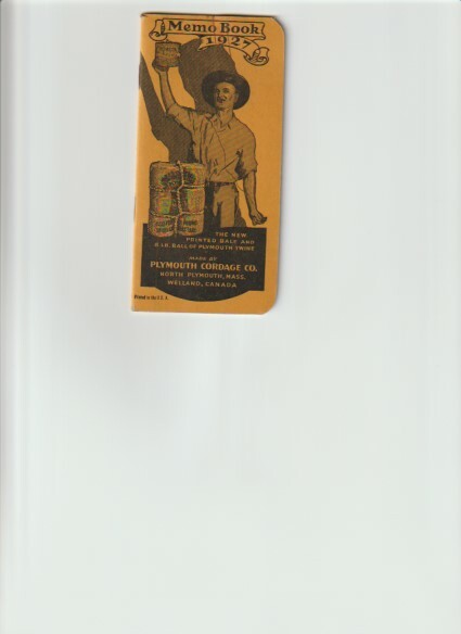 PLYMOUTH TWINE 1927 Rope Cordage Pocket Book North Plymouth Massachusetts TZ