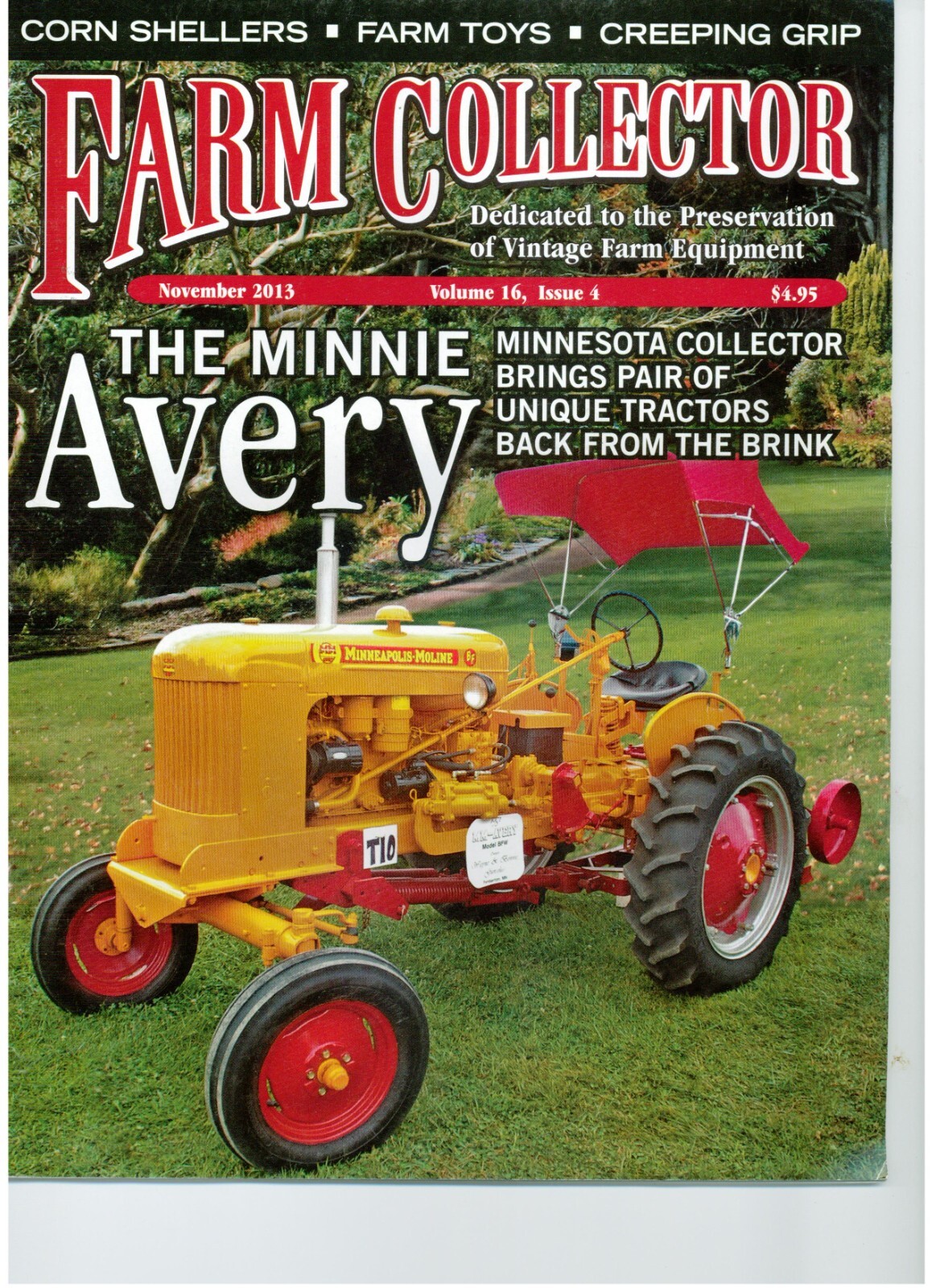 Bullock Creeping Grip Crawler, Minneapolis Moline Avery BF Tractor, Corn Sheller
