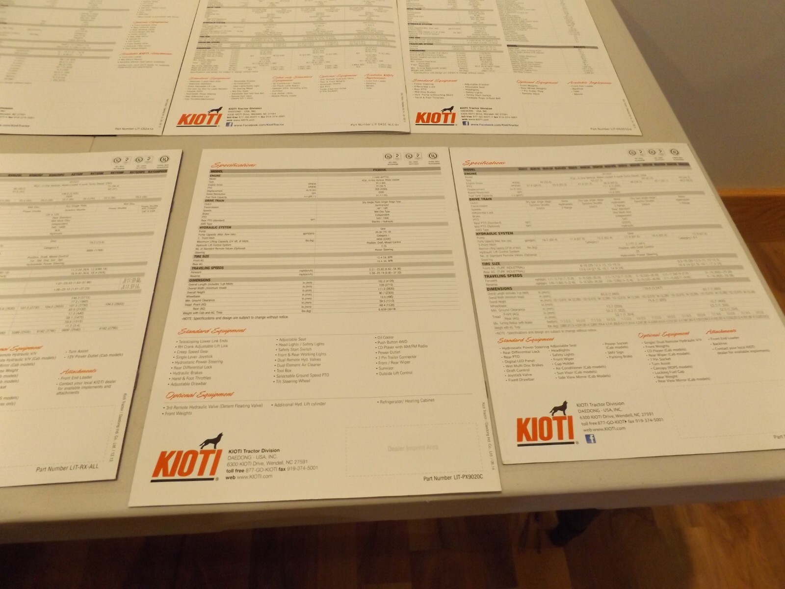 9-pc. KIOTI COMPACT, SUB-COMPACT, UTILITY TRACTORS, 2013-2014