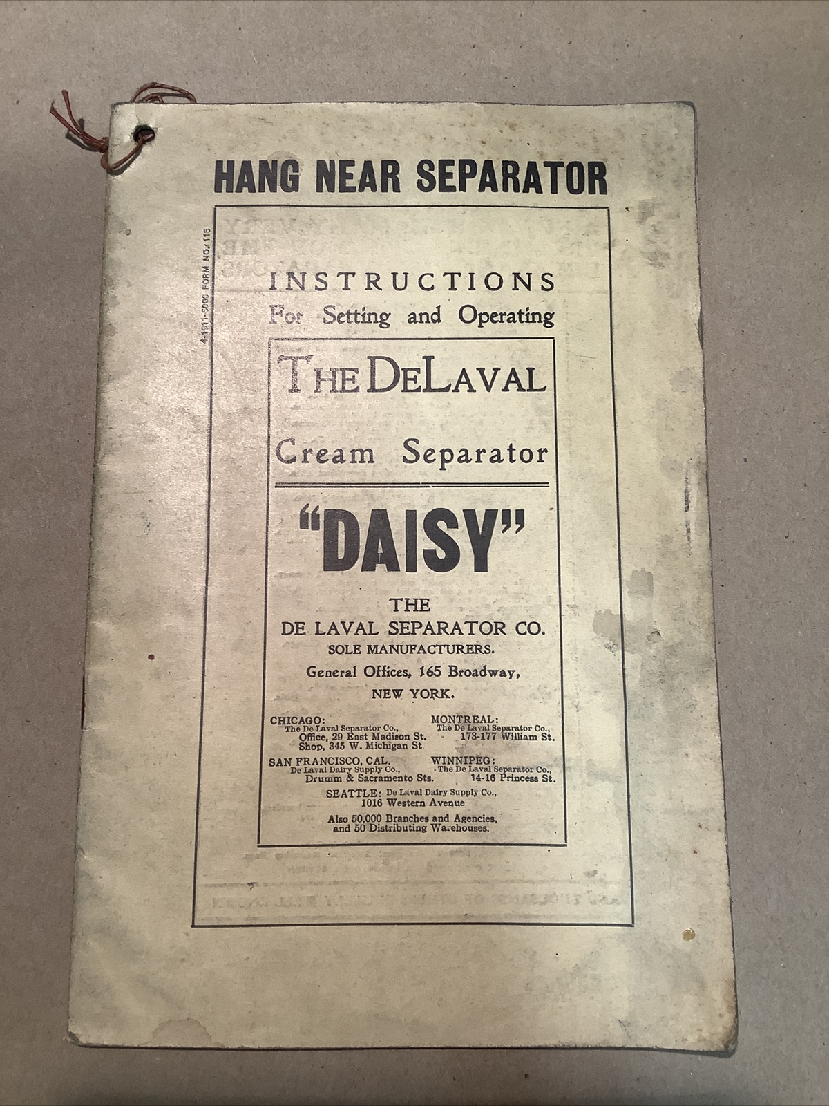 1930s Instructions Daisy De Laval Separator INV-P0004