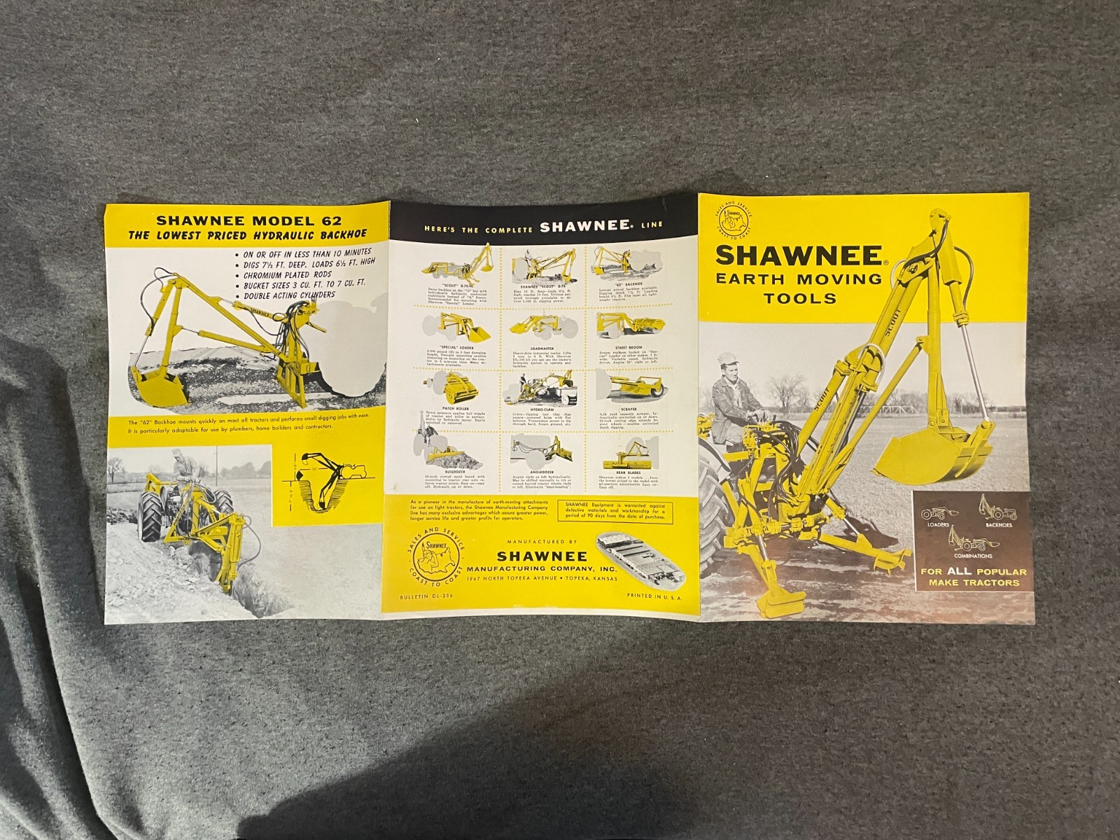 1950&rsquo;s Shawnee Earth Moving Tools Tractors Brochure Loaders Backhoes Combination