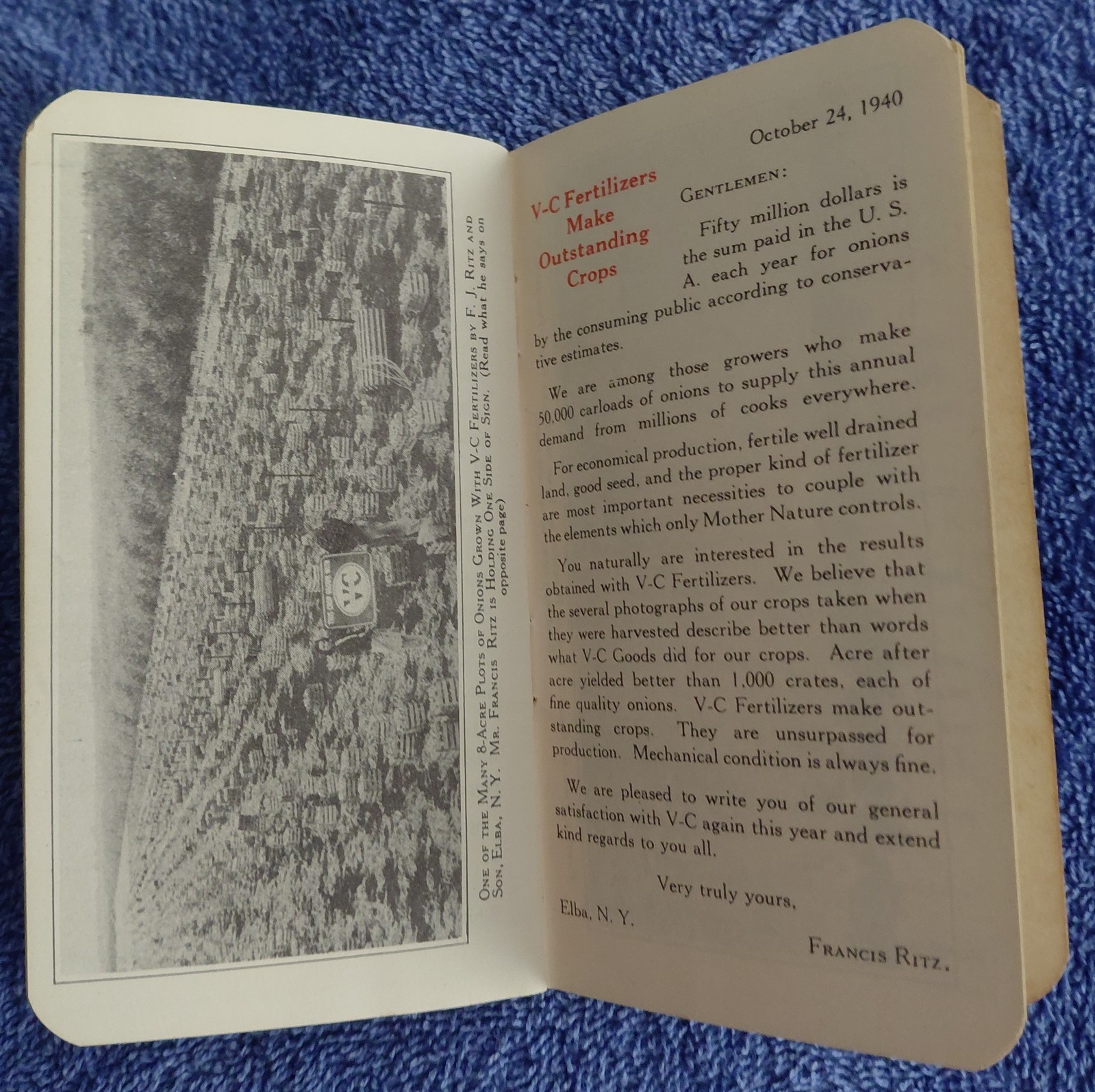 1940s VC Fertilizers Farmer&rsquo;s Pocket Ledger • Virginia‑Carolina Chemical Corp