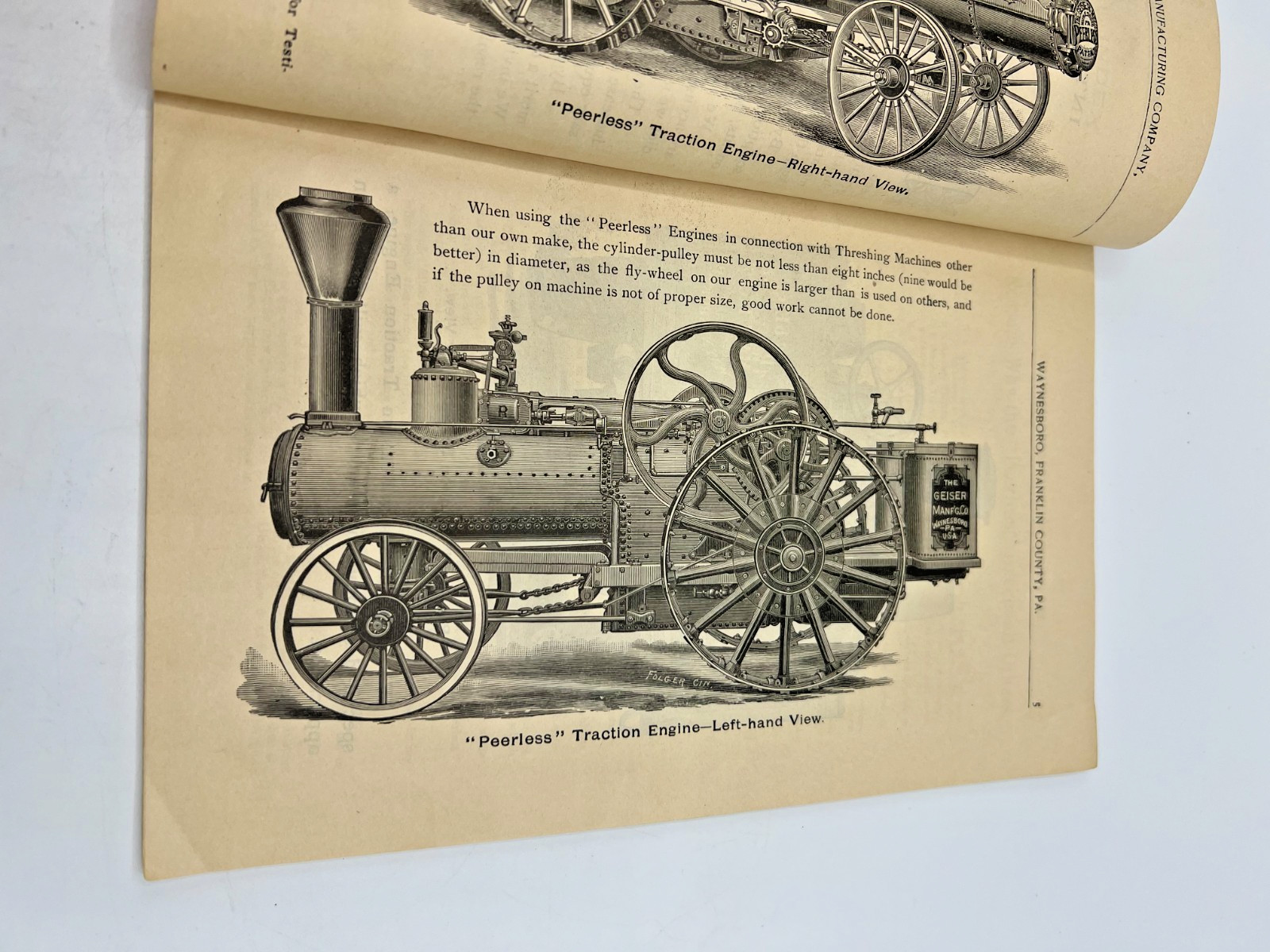 1893 Geiser Maufacturing Co Peerless Steam Engines Catalog
