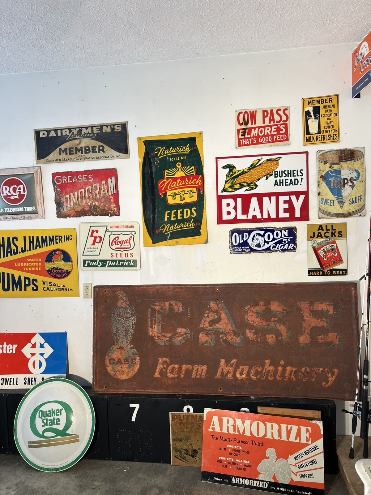 CASE Farm Machinery Sign 1920-30&rsquo;s Eagle GAS OIL SODA COLA Patina 72×30