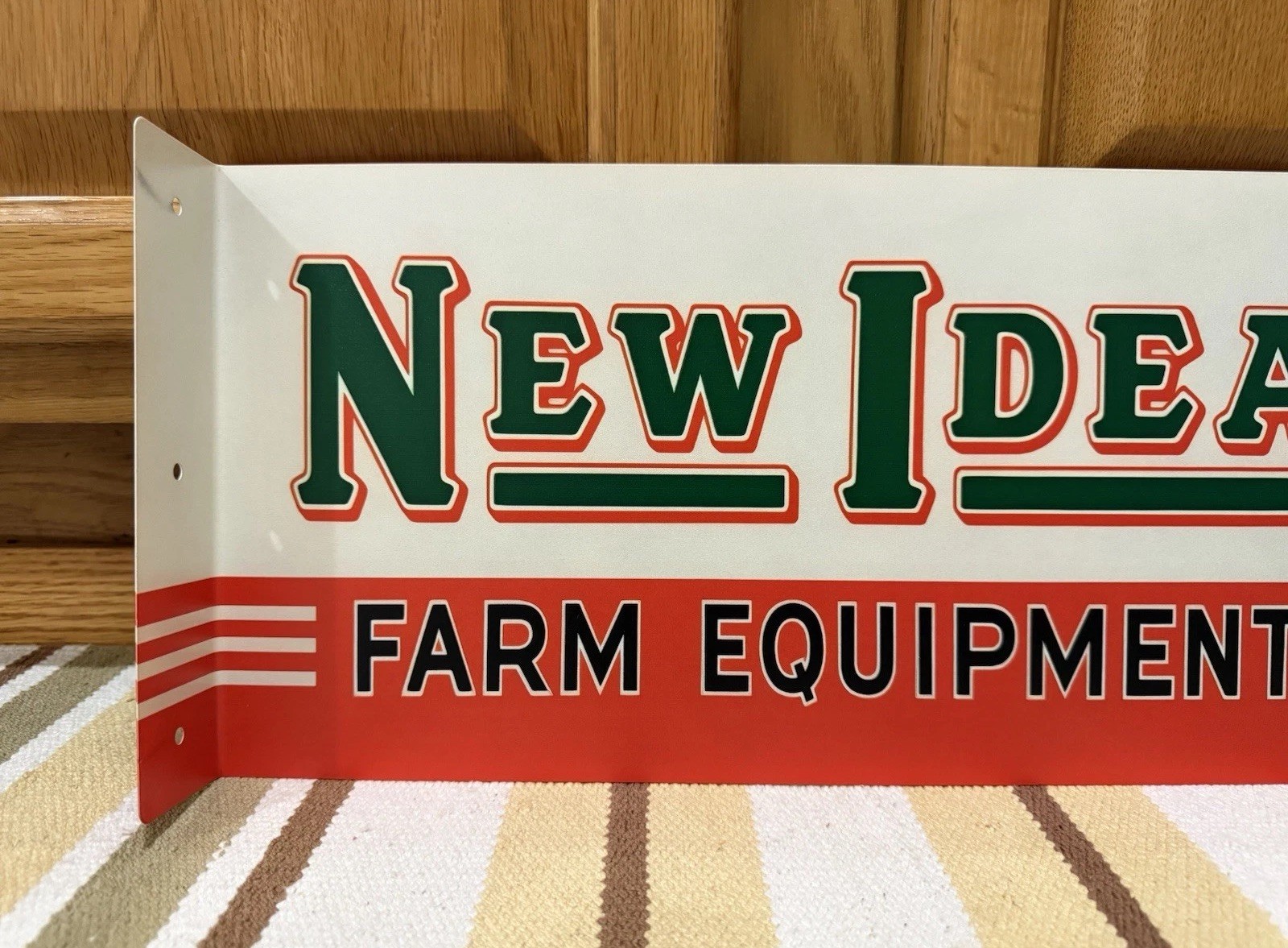 New Idea Farm Equipment Flange Sign Barn Double Sided Vintage Style Wall Decor