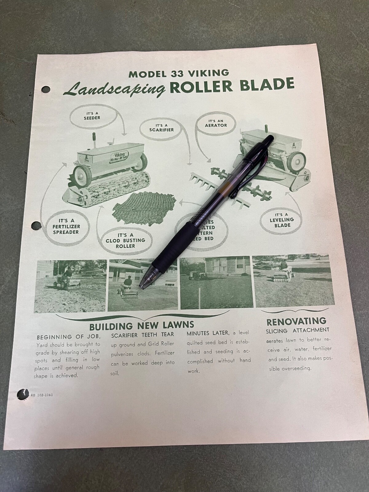 Original Viking model 33 Landscaping Roller Blade Single Page Brochure Cub Cadet