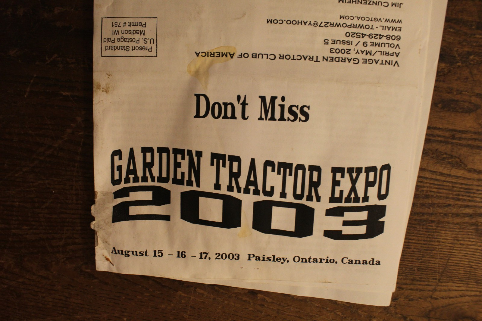 Garden Expo 2003 Paperwork and 2 « George » Decals (Garden Tractor)