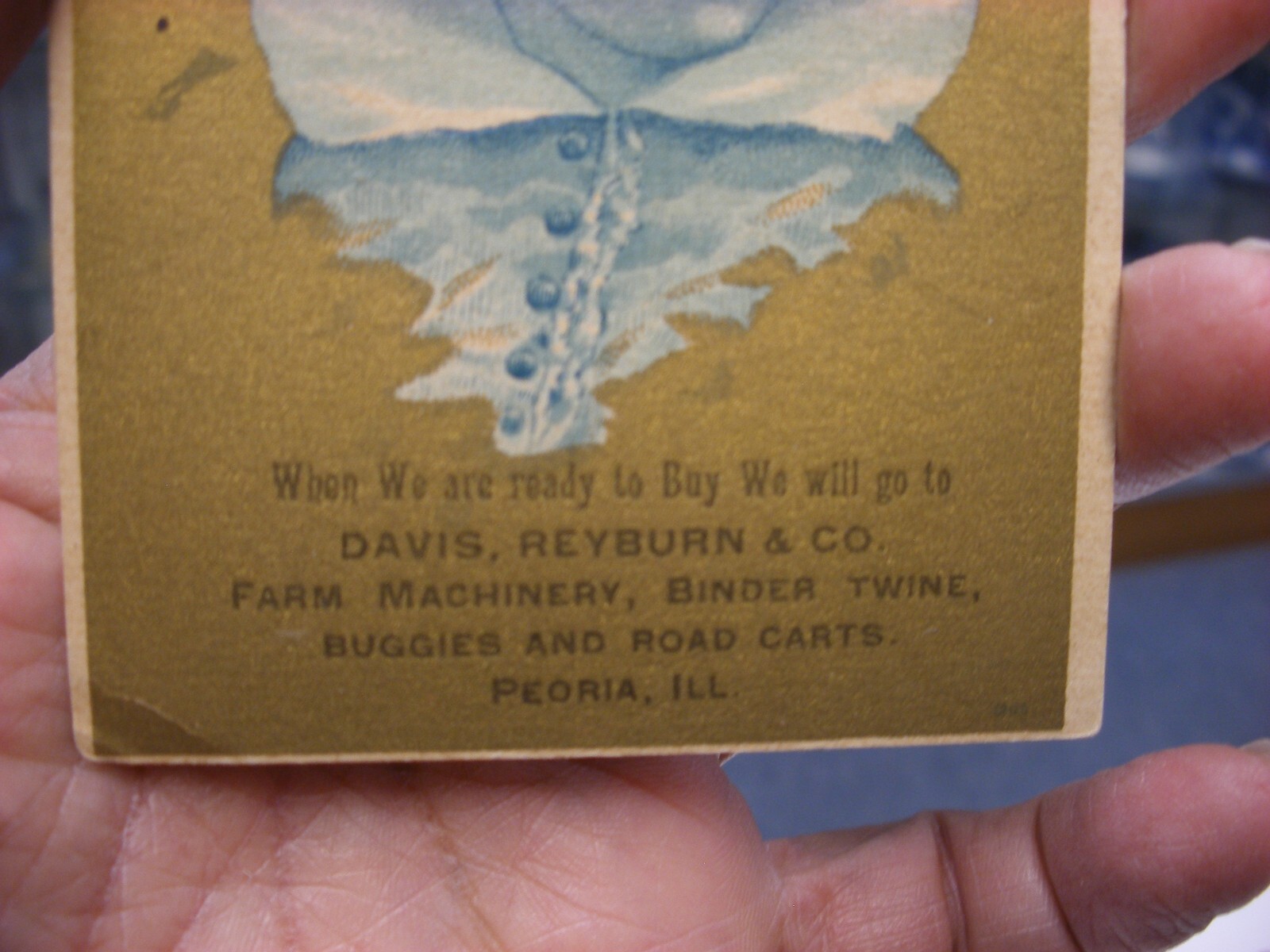 Vtg Farming Equipment Trade Card – Davis Reyburn & Co. Farm Machinery Peoria IL