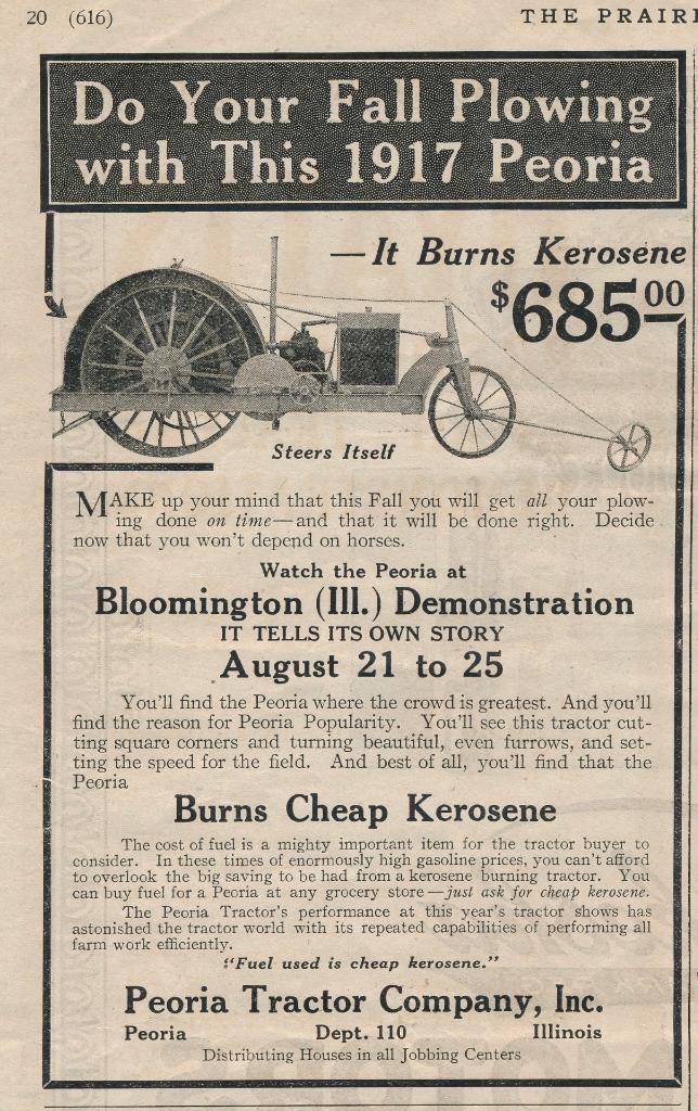 Magazine Ad – 1916 – Peoria Tractor Co., Peoria, IL