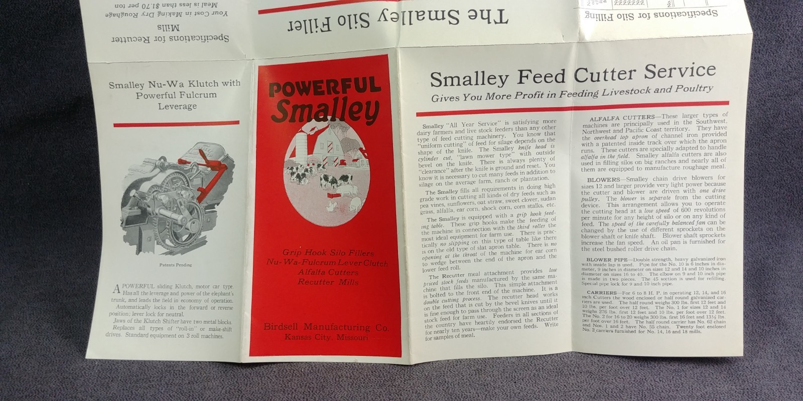 Birdsell Manufacturing Co Smalley Silo Filler Advertising Brochure Antique L56