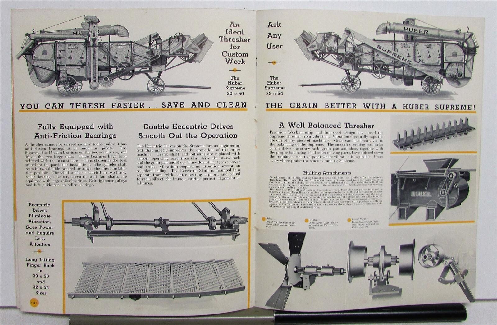 1930s Huber Supreme Threshers Specifications Agriculture Sales Brochure