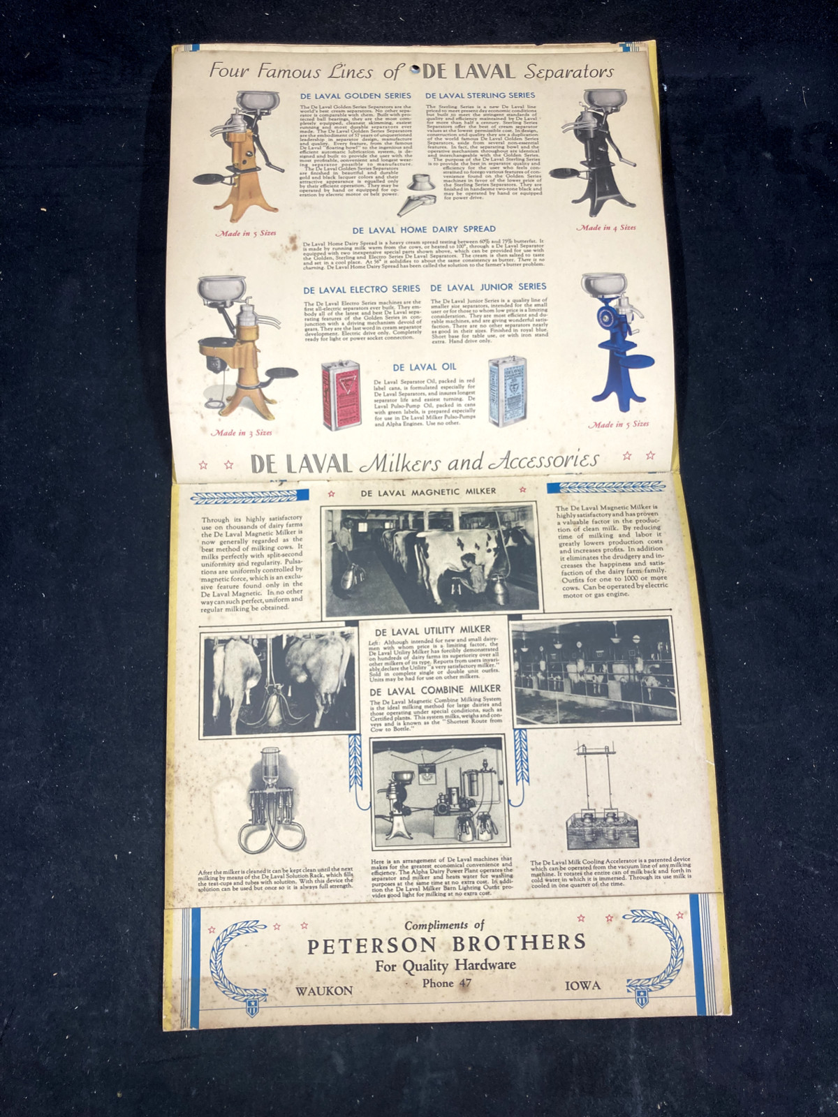 1935 DE LAVAL MILKERS & CREAM SEPARATORS NEW YEARS GREETINGS ADVERTISIN CALENDAR