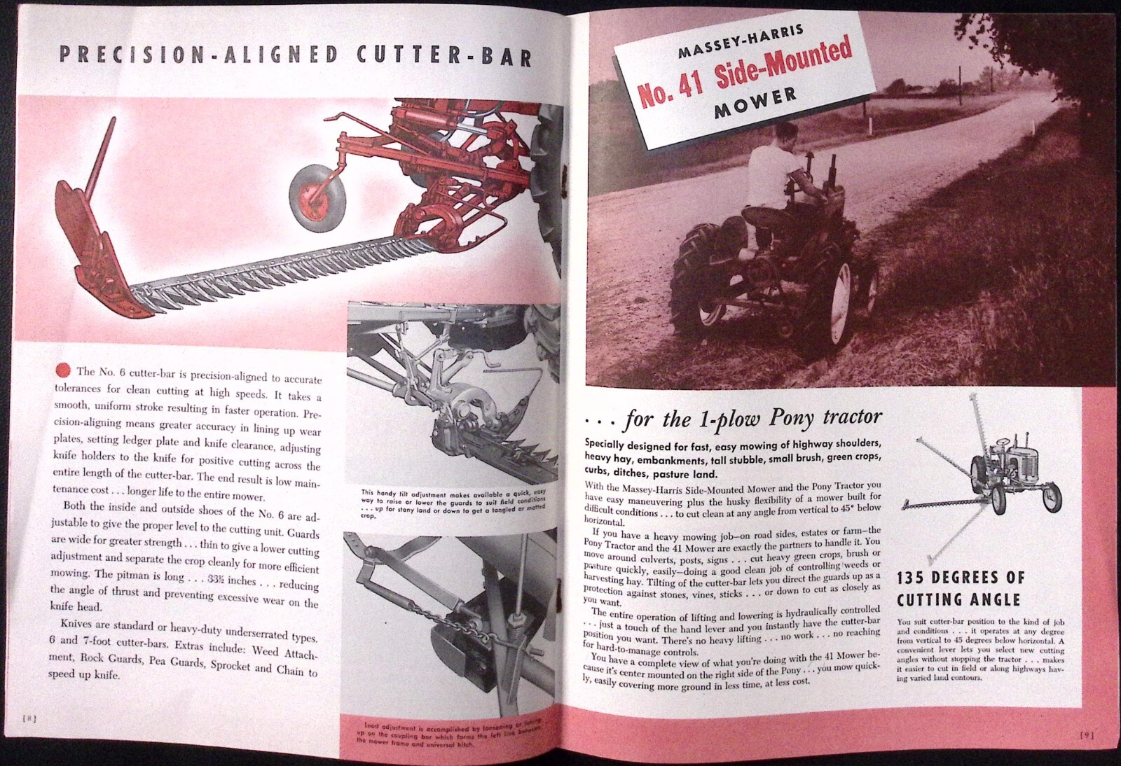 1954 Massey Harris Haying Tools No.41 Side Mower No.6 Mower Dealer Brochure