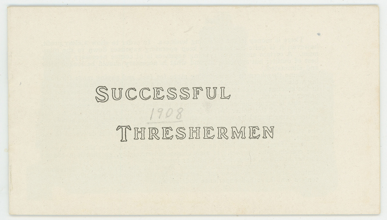 Early 1900&rsquo;s Huber Farm Thresher 20 Page Machinery Pamphlet