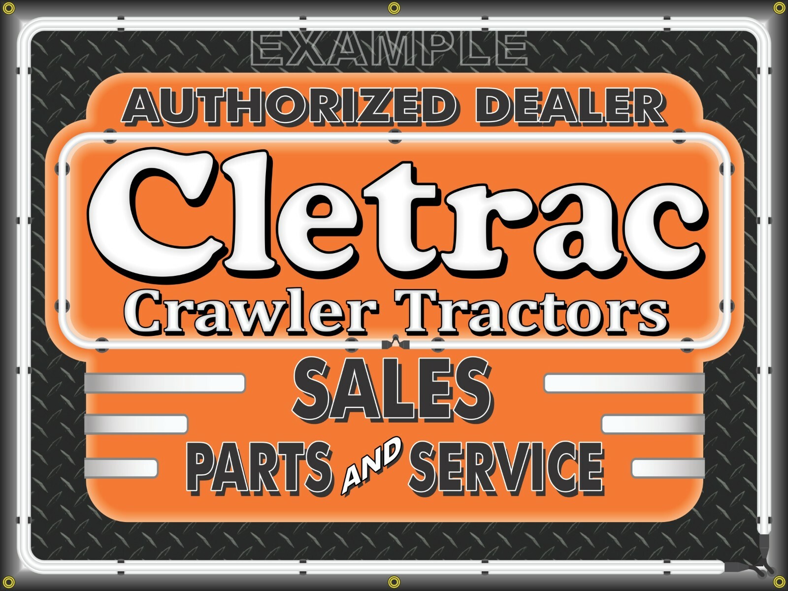 CLETRAC CRAWLER TRACTORS DEALER SALES SERVICE OLD SIGN REMAKE BANNER MURAL SHOP