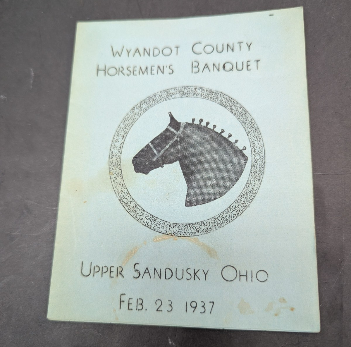 Wyandot County Horsemen&rsquo;s Banquet held in Upper Sandusky Ohio February 1937 VTG