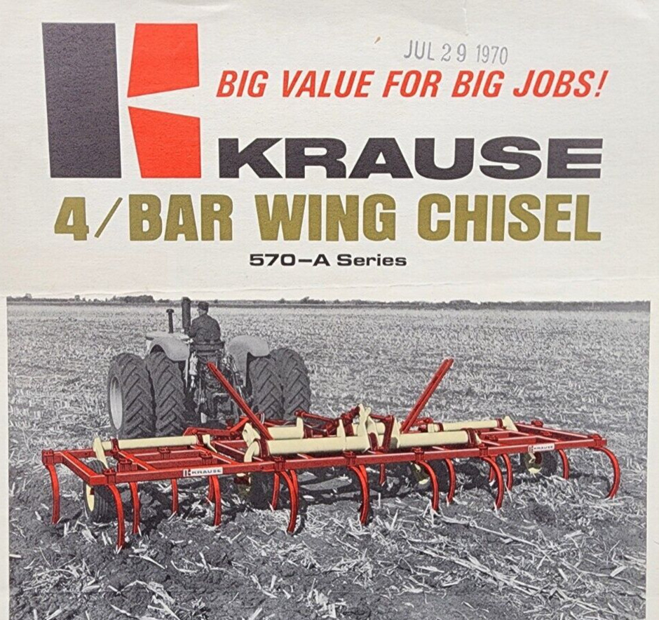 Krause 4 Bar Wing Chisel 570 A Sales Salesman Dealer Brochure 2 Sided 1970
