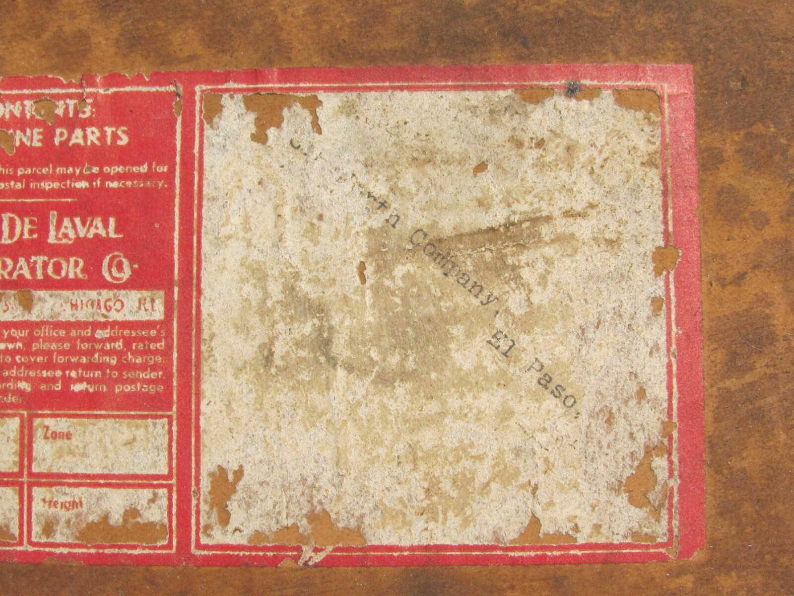 VTG DeLAVAL MILK CREAM SEPARATOR MACHINE OIL CAN WOOD SHIPPING BOX EL PASO IL