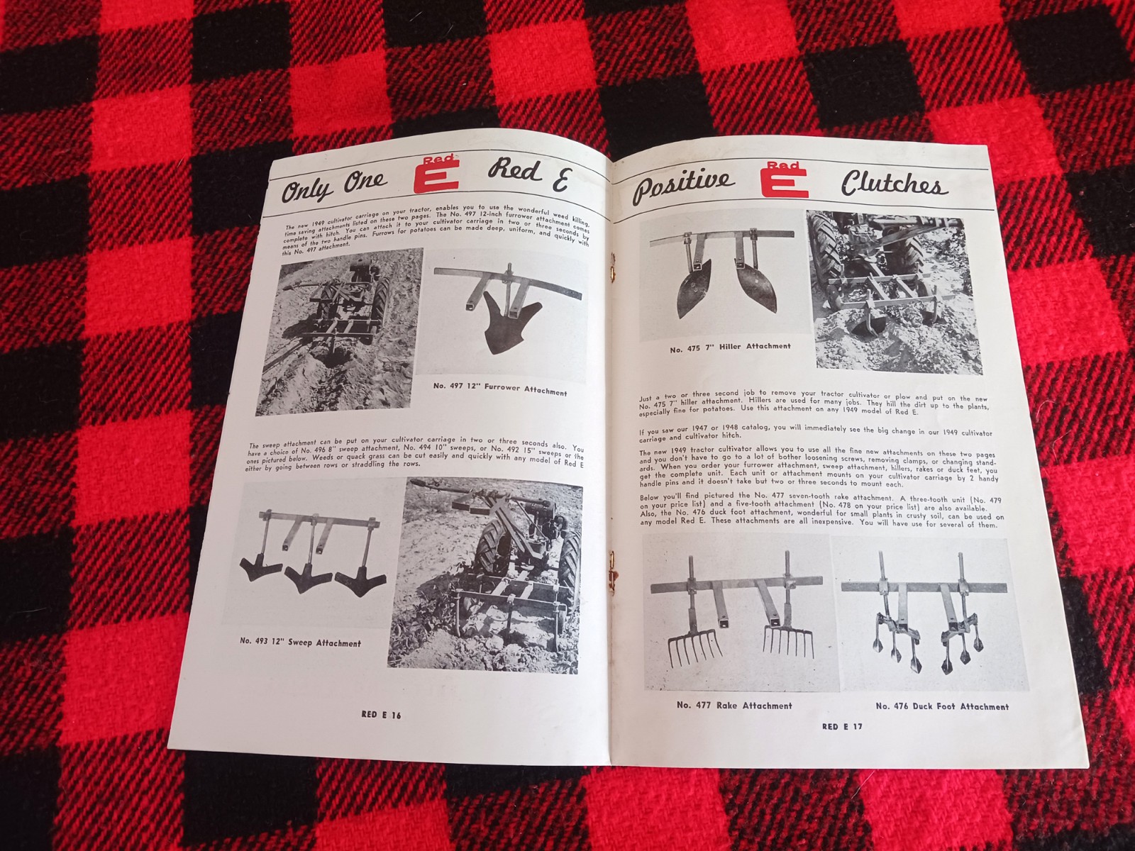 1949 Red-E Garden Tractor Catalog Farm Cultivator Page Brochure
