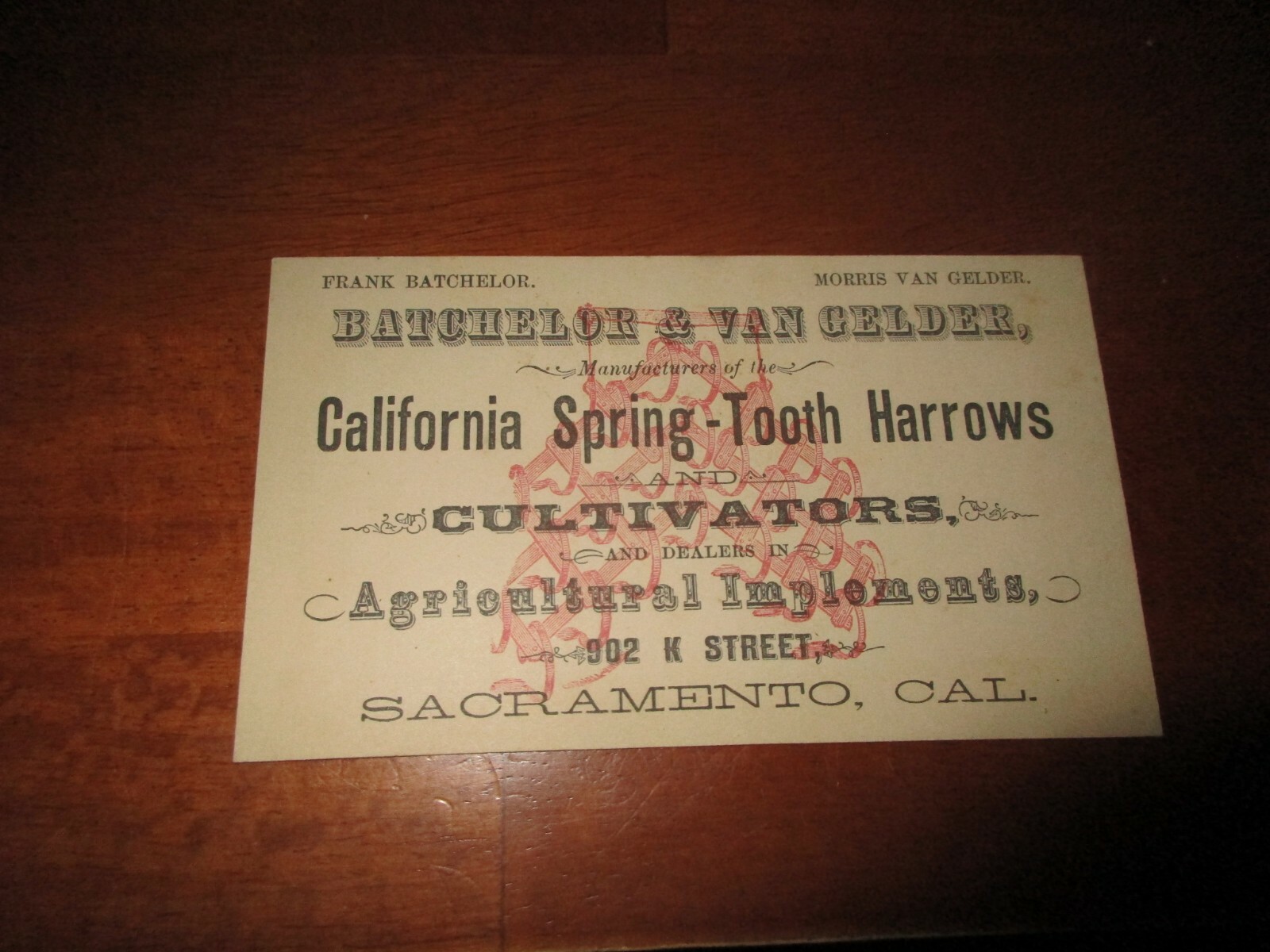 Late 1800&rsquo;s Advertising Card – CALIFORNIA SPRING-TOOTH HARROWS – FARM TOOL