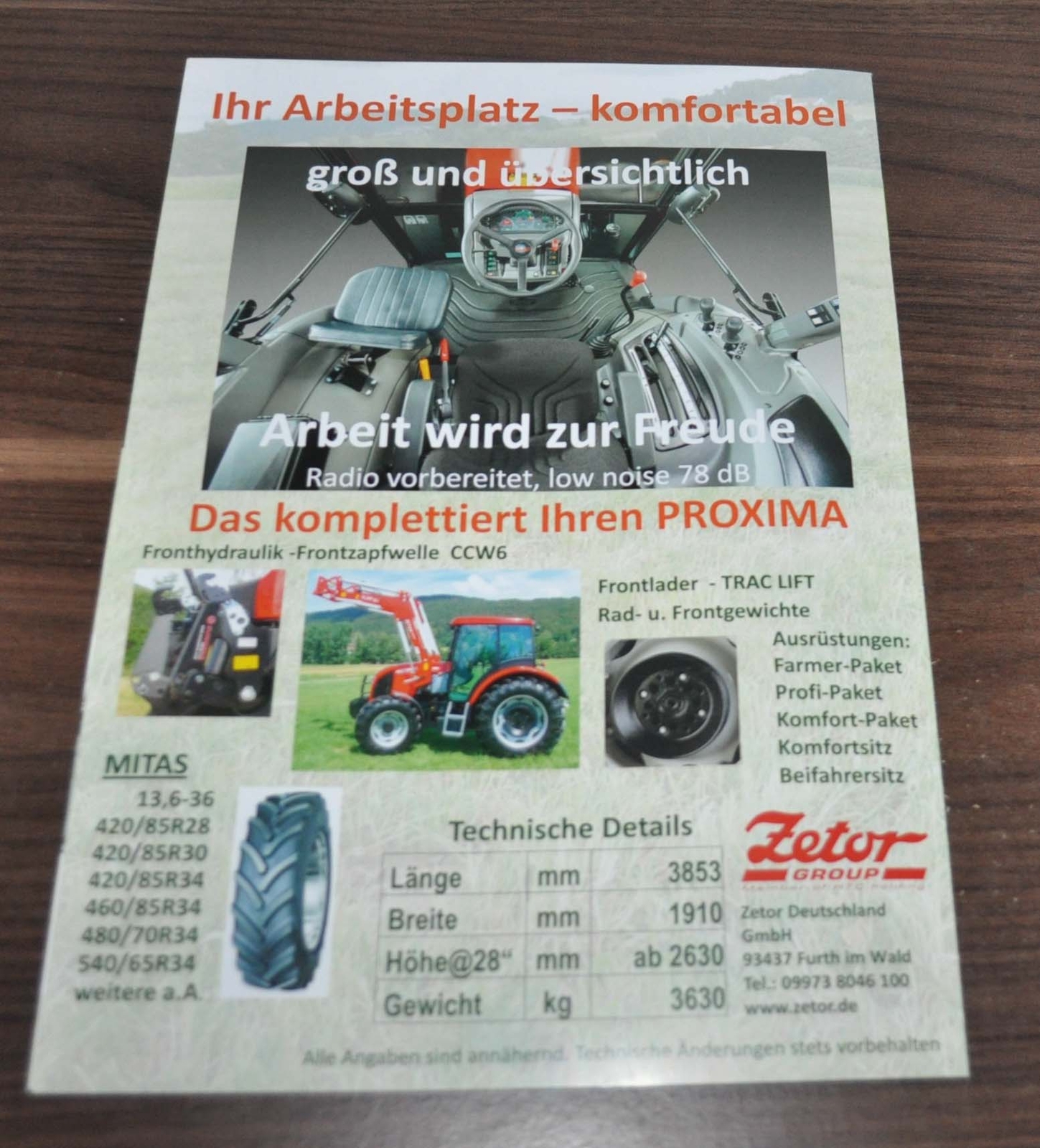 Zetor Proxima 70 80 90 100 Tractor Specification Brochure Prospekt