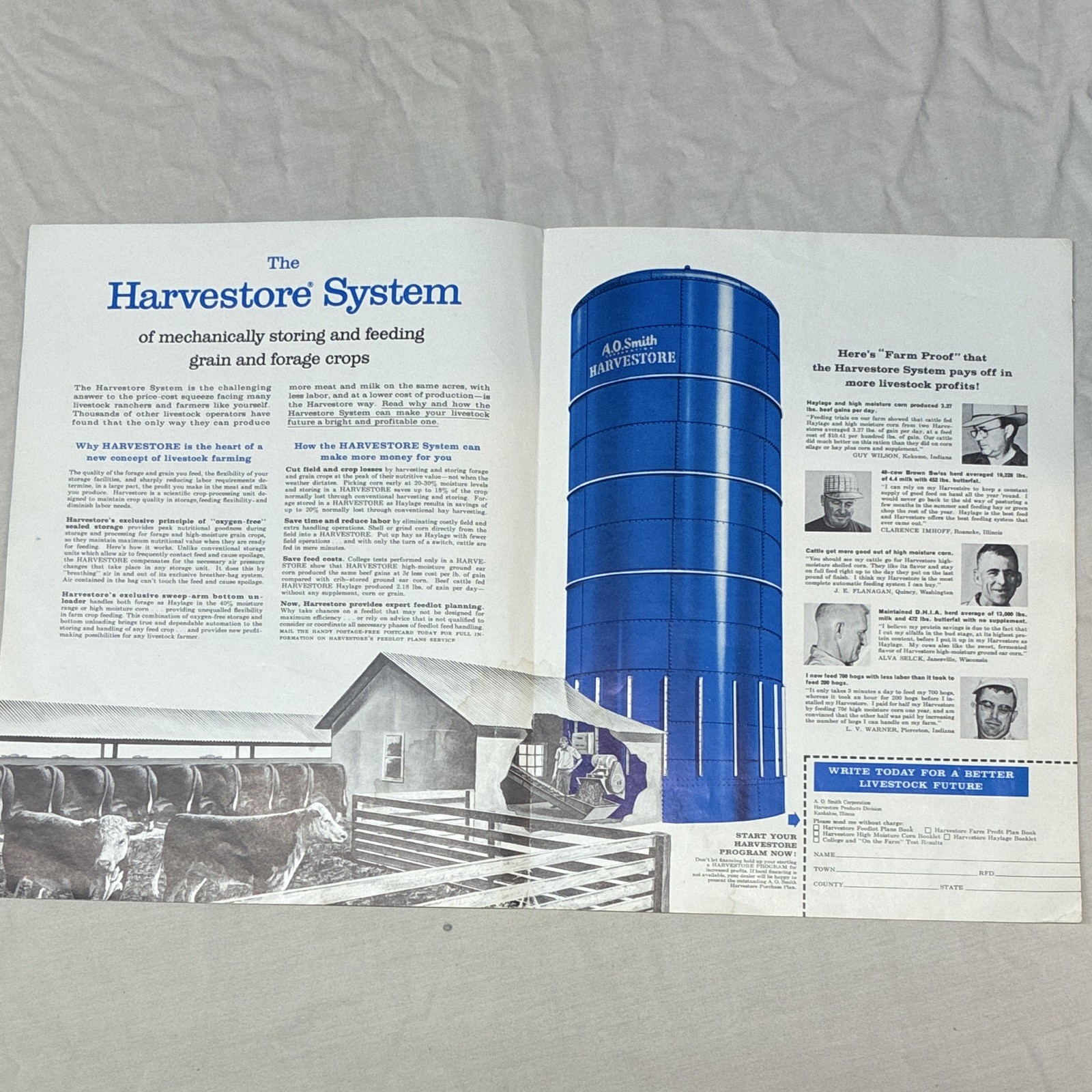 Lot of 4, A.O. Smith Harvestore System Haylage Agriculture Advertising Brochures