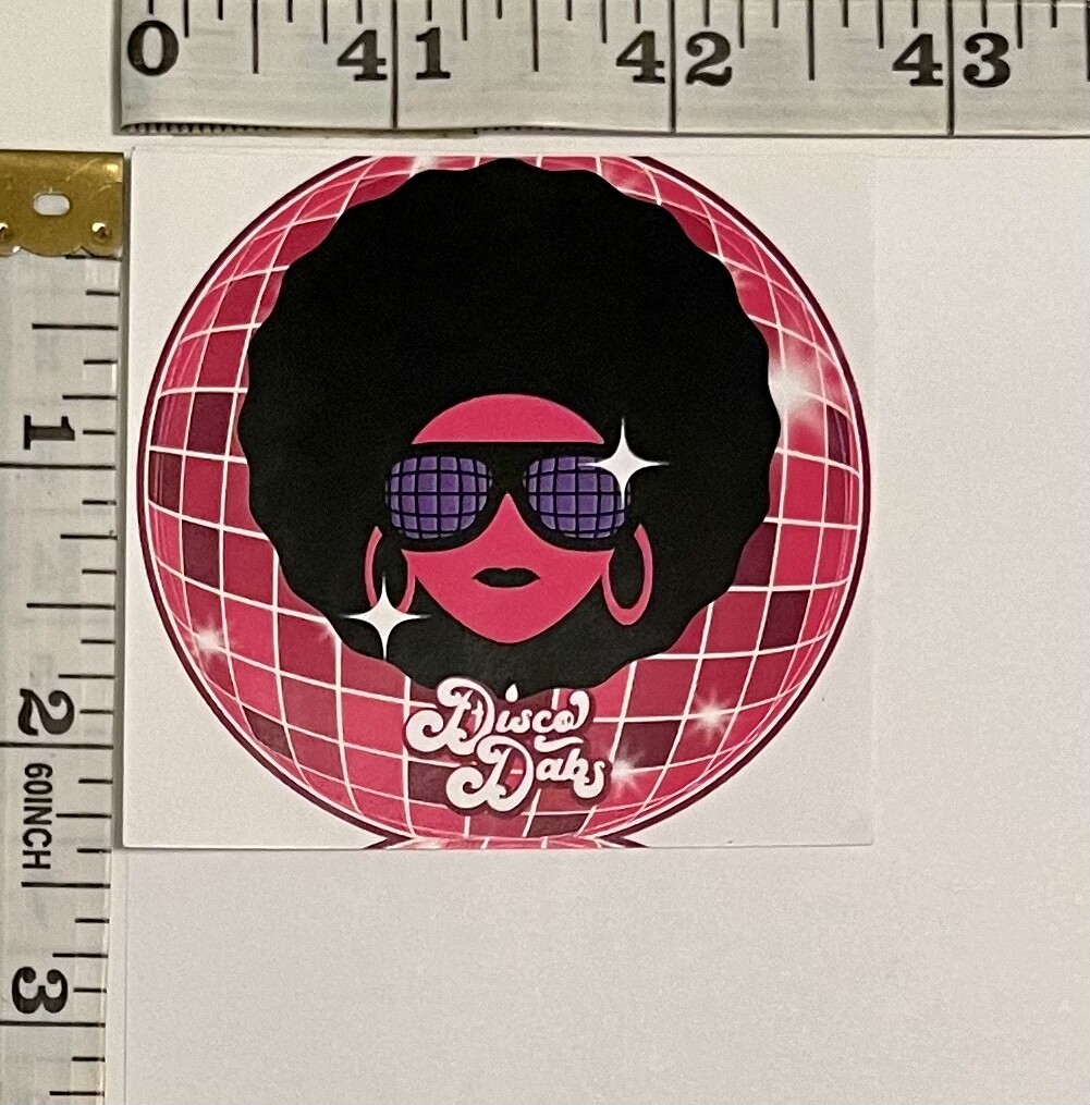 Disco Dabs 2.5&Prime; ROUND GLOSSY PAPER STICKER; OREGON, USA CANNABIS CONCENTRATE AD
