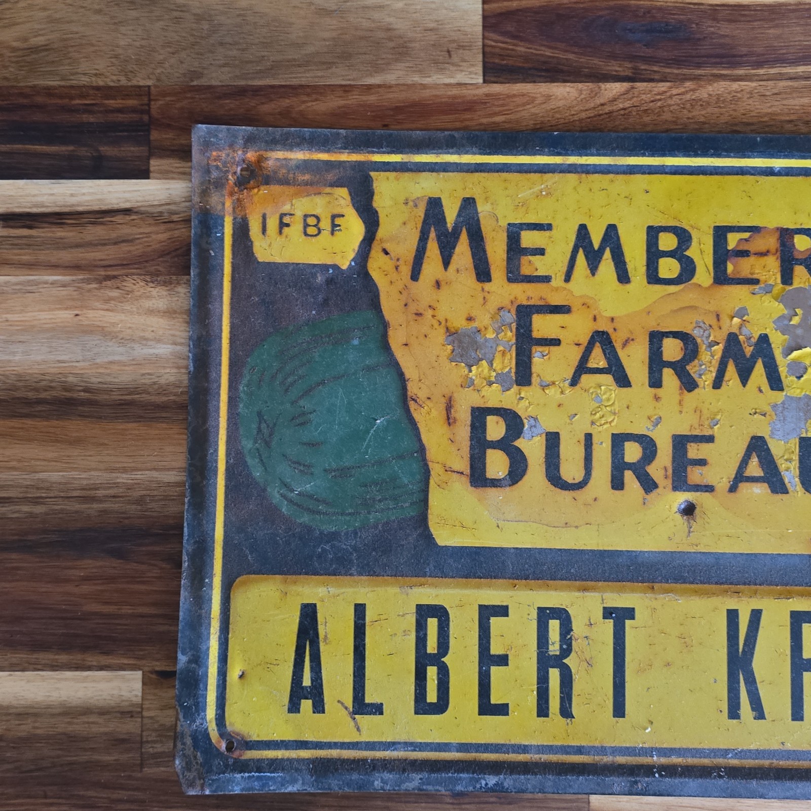 Vintage Iowa Member Farm Bureau Sign 14&Prime; x 9.75&Prime;
