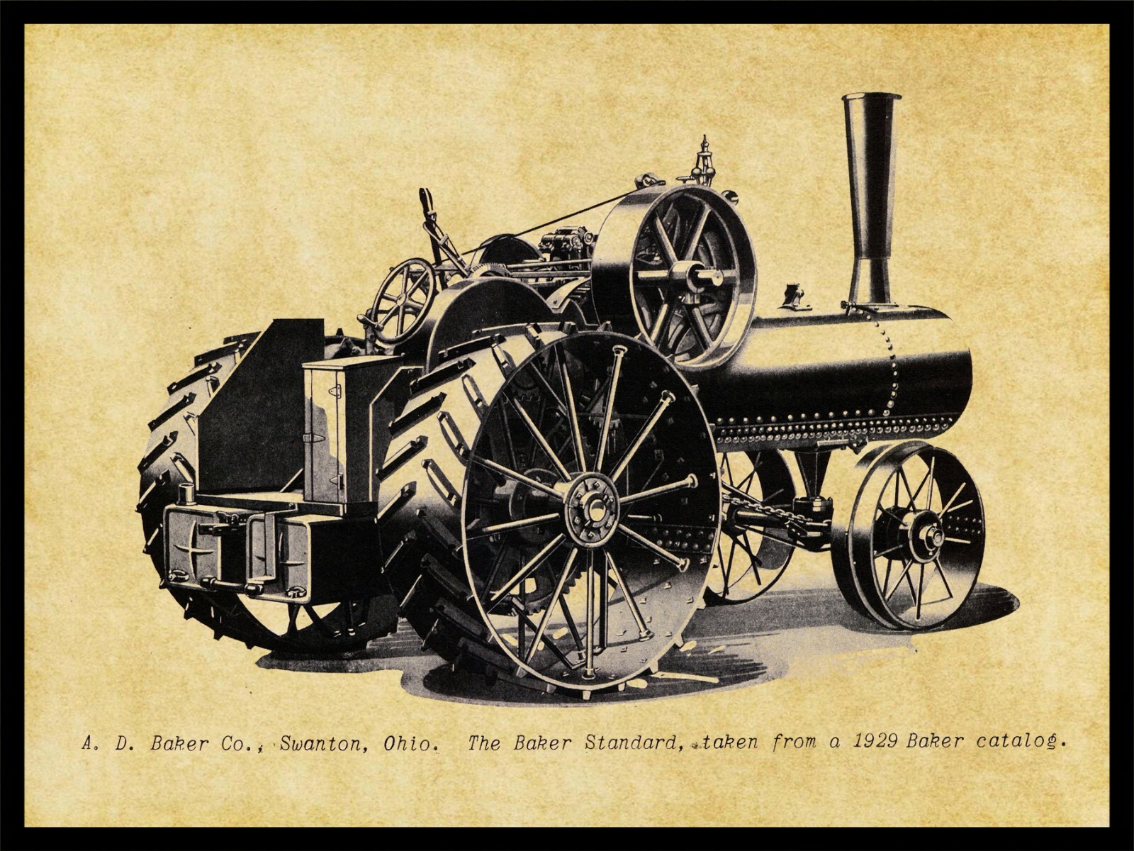 1929 A.D. Baker Standard Traction Engine NEW Metal Sign: Swanton, OhiO