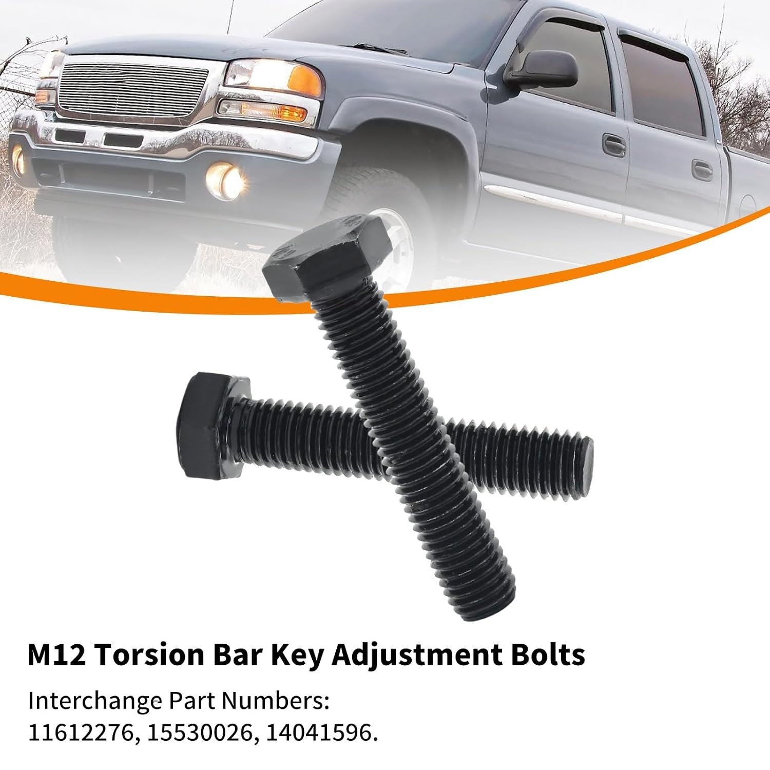 M12 Torsion Bar Key Replacement Bolts for Chevy 1500, 2500, and Avalanche, 2Set