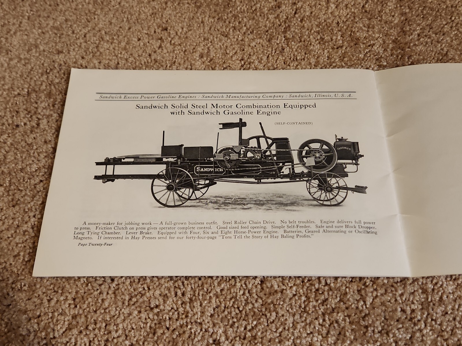 Sandwich Gasoline Hit Miss Engines Catalog Reprint
